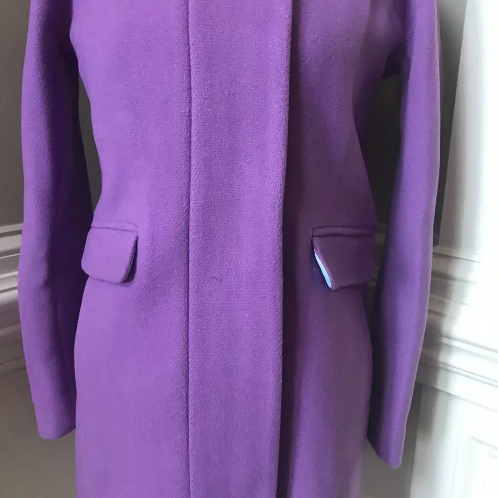 NWT JCREW NEW Cocoon Coat Jacket Womens 0 Purple Italian Stadium Cloth Wool NEW - Picture 8 of 13